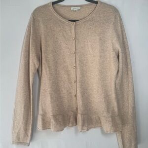 Garnet Hill Taupe Knit Button-Front Cardigan